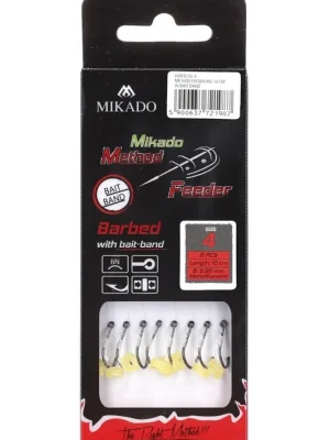 Oblíbený MIKADO Method Feeder, 10cm, Barbed, Push Stop háček vel. 4 vlasec 0,28 mm 8 ks