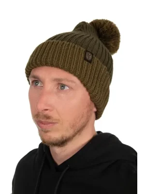 Pouze Dnes Fox Heavy Knit Bobble Hat
