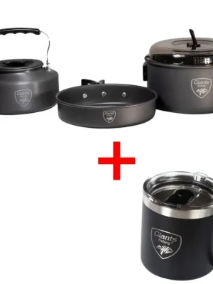 Akční Cena Giants fishing Akční set Sada nádobí s konvičkou + Nerezový thermo hrnek 400ml