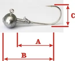 Cenová Bomba Jig s nálitkem 11g/háčik 4/0, A4cm, B5cm, C1,6cm