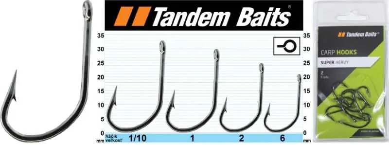 Rybářské háčky kaprové Super Heavy - Tandem Baits velikost 1/0, 7ks Nejprodávanější
