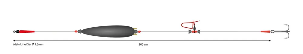 Akce Mikado sumcový návazec Mono Catfish Set I-Adjustable Combi Rig 200cm trojháček 3/0